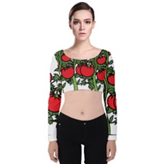 Tomato Garden Vine Plants Red Velvet Long Sleeve Crop Top