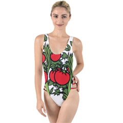 Tomato Garden Vine Plants Red High Leg Strappy Swimsuit by HermanTelo