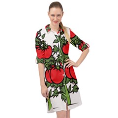 Tomato Garden Vine Plants Red Long Sleeve Mini Shirt Dress by HermanTelo