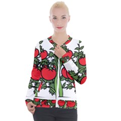 Tomato Garden Vine Plants Red Casual Zip Up Jacket by HermanTelo