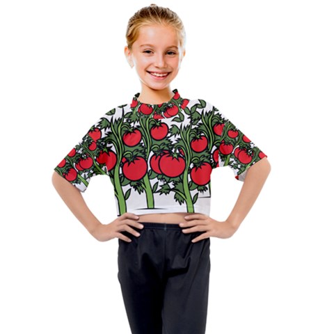 Tomato Garden Vine Plants Red Kids Mock Neck Tee by HermanTelo