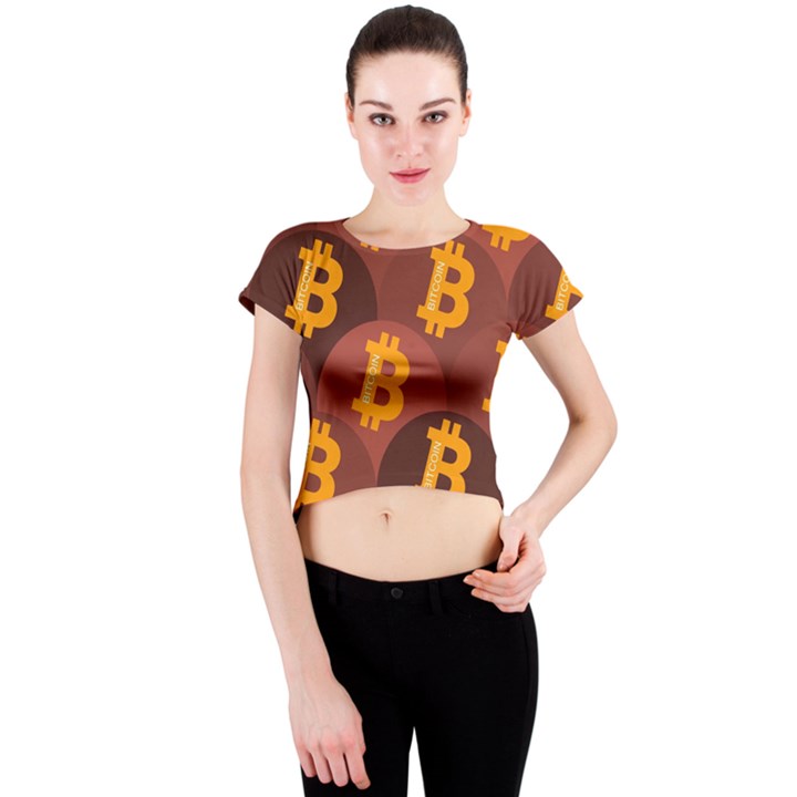 Cryptocurrency Bitcoin Digital Crew Neck Crop Top