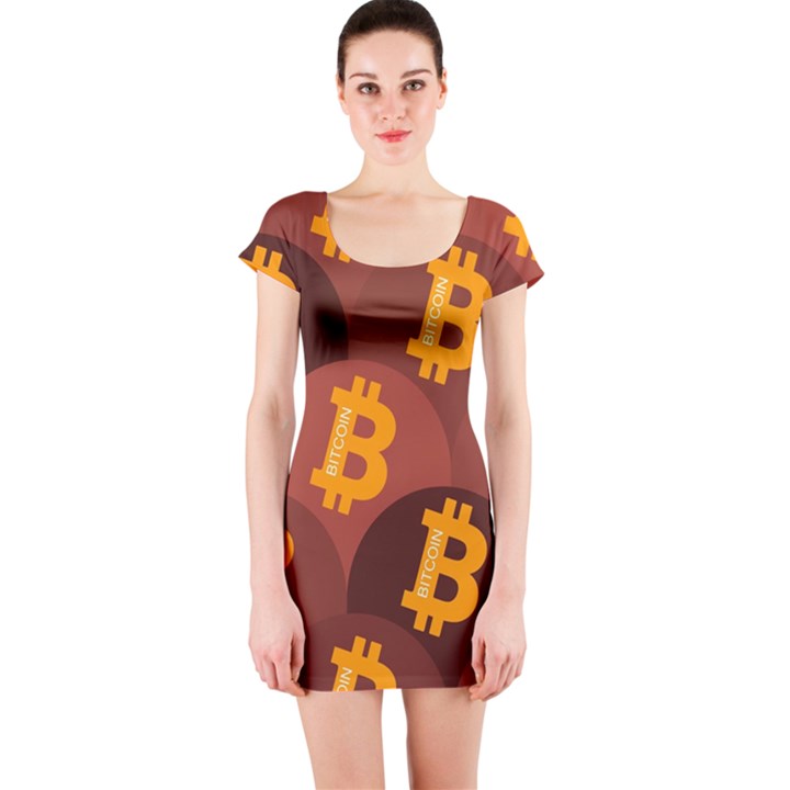 Cryptocurrency Bitcoin Digital Short Sleeve Bodycon Dress