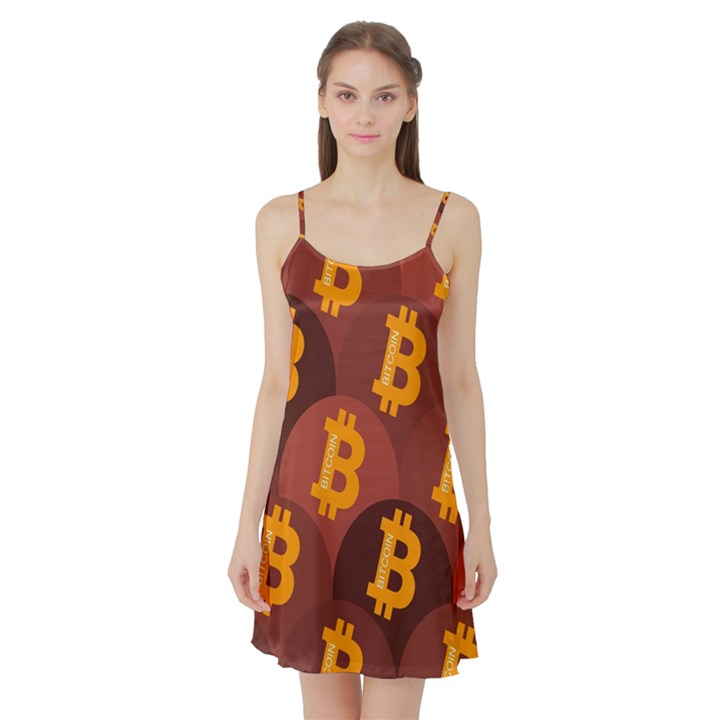 Cryptocurrency Bitcoin Digital Satin Night Slip