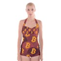 Cryptocurrency Bitcoin Digital Boyleg Halter Swimsuit  View1