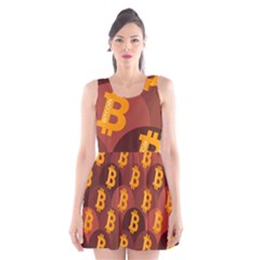 Cryptocurrency Bitcoin Digital Scoop Neck Skater Dress by HermanTelo