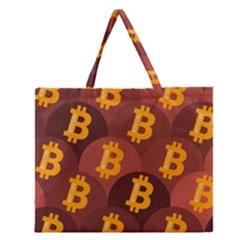 Cryptocurrency Bitcoin Digital Zipper Large Tote Bag by HermanTelo