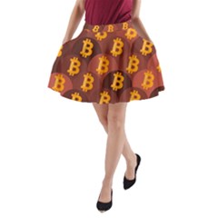 Cryptocurrency Bitcoin Digital A-line Pocket Skirt