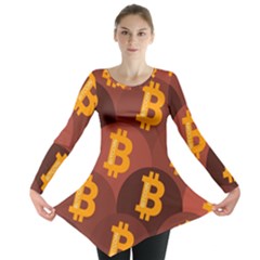 Cryptocurrency Bitcoin Digital Long Sleeve Tunic  by HermanTelo