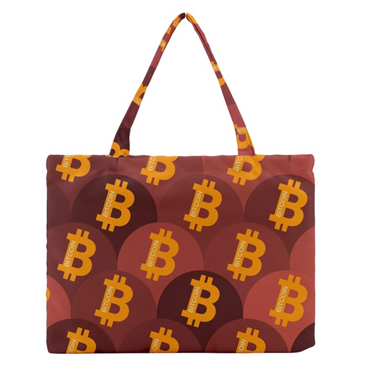 Cryptocurrency Bitcoin Digital Zipper Medium Tote Bag