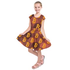 Cryptocurrency Bitcoin Digital Kids  Short Sleeve Dress by HermanTelo