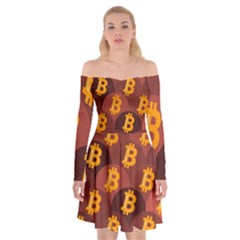 Cryptocurrency Bitcoin Digital Off Shoulder Skater Dress by HermanTelo