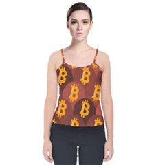 Cryptocurrency Bitcoin Digital Velvet Spaghetti Strap Top by HermanTelo