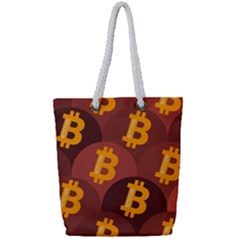 Cryptocurrency Bitcoin Digital Full Print Rope Handle Tote (small) by HermanTelo