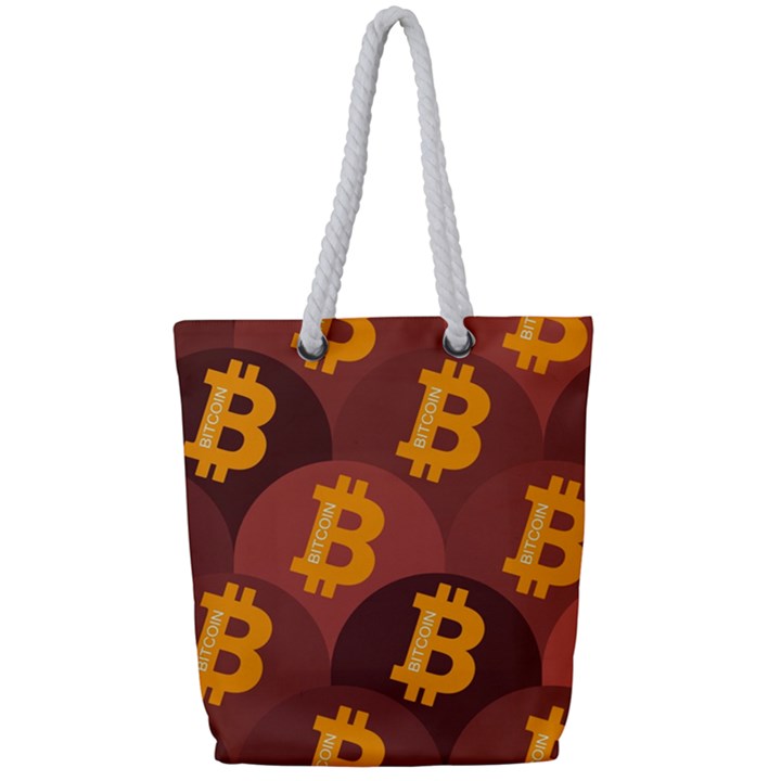 Cryptocurrency Bitcoin Digital Full Print Rope Handle Tote (Small)