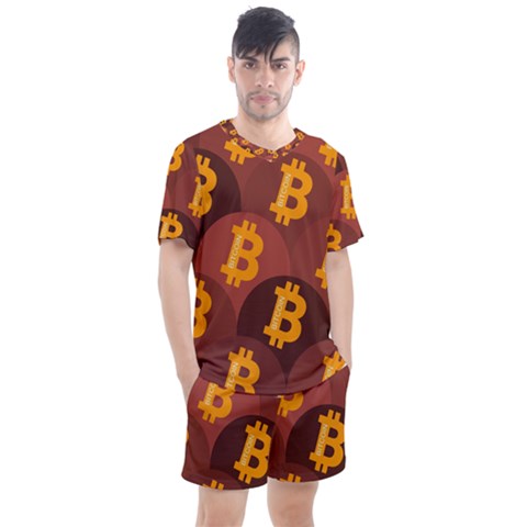 Cryptocurrency Bitcoin Digital Men s Mesh Tee And Shorts Set by HermanTelo