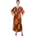 Cryptocurrency Bitcoin Digital V-Neck Boho Style Maxi Dress View1