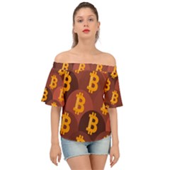 Cryptocurrency Bitcoin Digital Off Shoulder Short Sleeve Top by HermanTelo