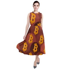 Cryptocurrency Bitcoin Digital Round Neck Boho Dress by HermanTelo