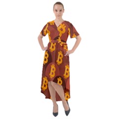 Cryptocurrency Bitcoin Digital Front Wrap High Low Dress by HermanTelo