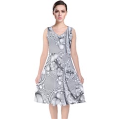 Illustrations Entwine Fractals V-neck Midi Sleeveless Dress 