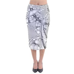 Illustrations Entwine Fractals Velvet Midi Pencil Skirt