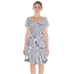 Illustrations Entwine Fractals Short Sleeve Bardot Dress