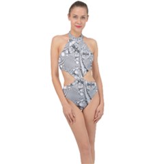 Illustrations Entwine Fractals Halter Side Cut Swimsuit