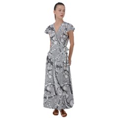 Illustrations Entwine Fractals Flutter Sleeve Maxi Dress by HermanTelo