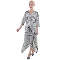 Illustrations Entwine Fractals Quarter Sleeve Wrap Front Maxi Dress