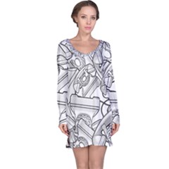 Phone Communication Technology Long Sleeve Nightdress