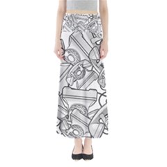 Phone Communication Technology Full Length Maxi Skirt