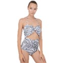 Phone Communication Technology Scallop Top Cut Out Swimsuit View1