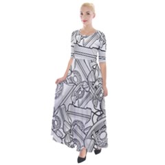 Phone Communication Technology Half Sleeves Maxi Dress