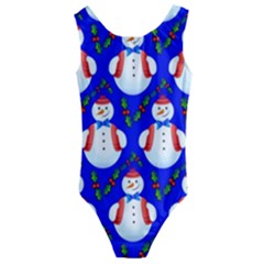 Seamless Snow Cool Kids  Cut-out Back One Piece Swimsuit by HermanTelo