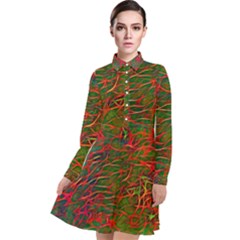 Background Pattern Texture Long Sleeve Chiffon Shirt Dress