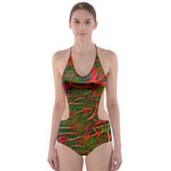 Background Pattern Texture Cut-out One Piece Swimsuit