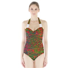 Background Pattern Texture Halter Swimsuit