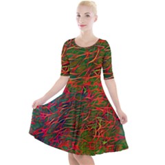 Background Pattern Texture Quarter Sleeve A-line Dress