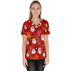 Santa Clause Women s V-neck Scrub Top by HermanTelo