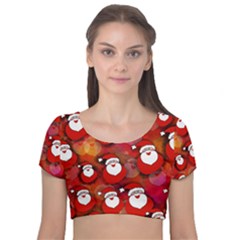 Santa Clause Velvet Short Sleeve Crop Top  by HermanTelo