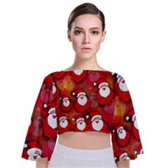 Santa Clause Tie Back Butterfly Sleeve Chiffon Top by HermanTelo