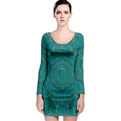 Over The Calm Sea Is The Most Beautiful Star Long Sleeve Bodycon Dress by pepitasart