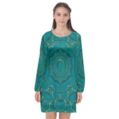 Over The Calm Sea Is The Most Beautiful Star Long Sleeve Chiffon Shift Dress  by pepitasart