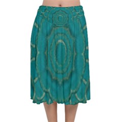 Over The Calm Sea Is The Most Beautiful Star Velvet Flared Midi Skirt by pepitasart