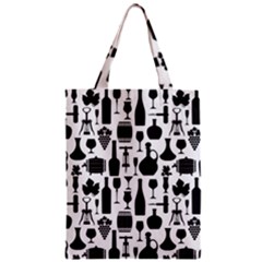 Wine Pattern Black White Zipper Classic Tote Bag by Vaneshart