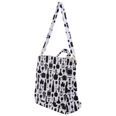 Wine Pattern Black White Crossbody Backpack by Vaneshart