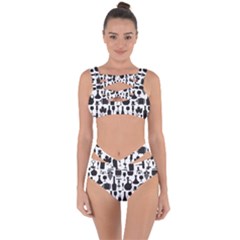 Wine Pattern Black White Bandaged Up Bikini Set  by Vaneshart