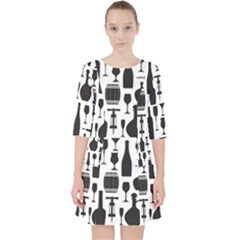 Wine Pattern Black White Pocket Dress by Vaneshart