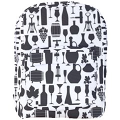 Wine Pattern Black White Full Print Backpack by Vaneshart